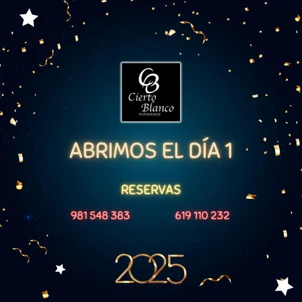 Abierto 1 de enero - Restaurante Cierto Blanco